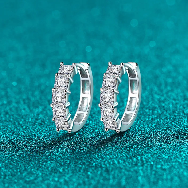 Square Stone Hoop Earrings