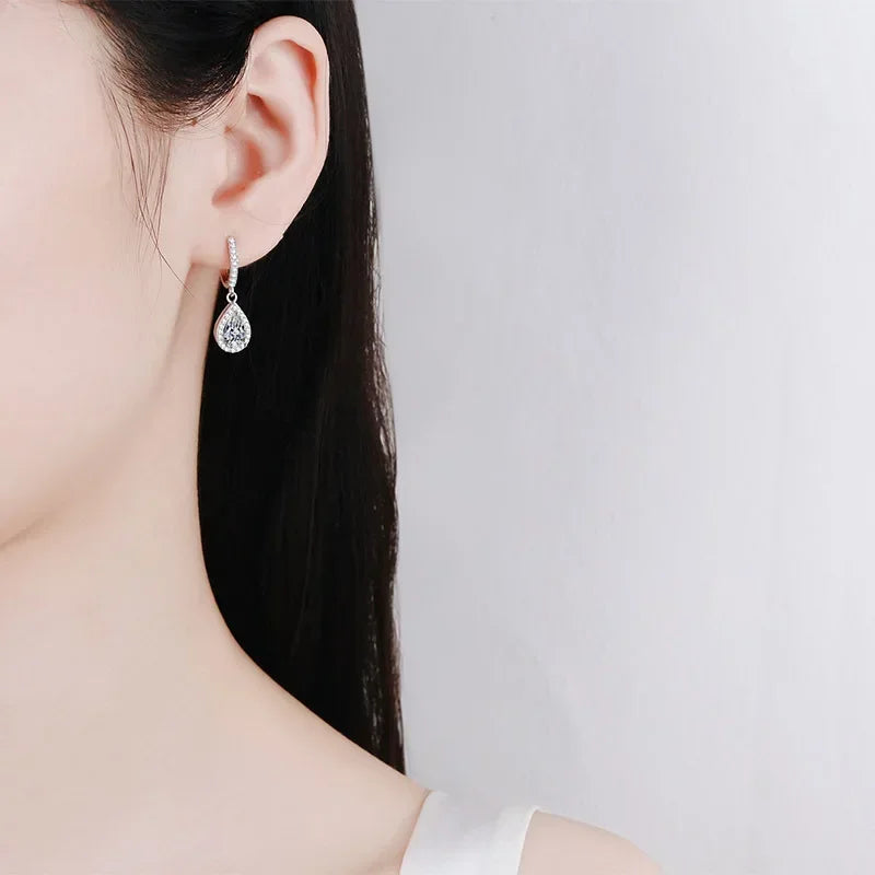 Teardrop Halo Drop Earrings