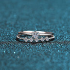Dainty Floral Zircon Stacking Ring Set