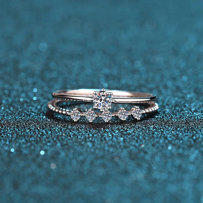 Dainty Floral Zircon Stacking Ring Set