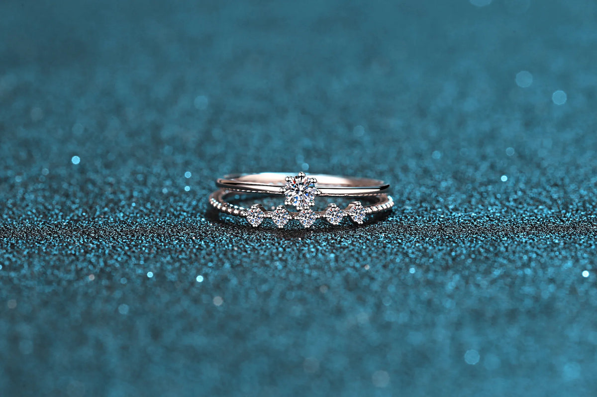 Dainty Floral Zircon Stacking Ring Set