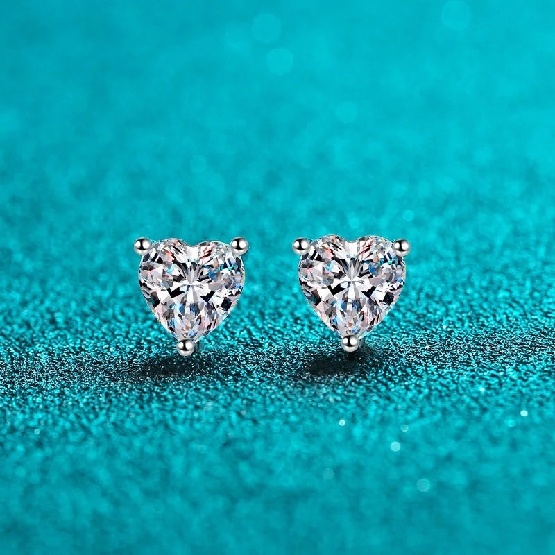 Heart Solitaire Stud Earrings