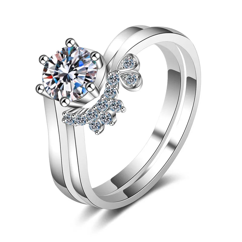 Crown Bloom Solitaire Ring Set