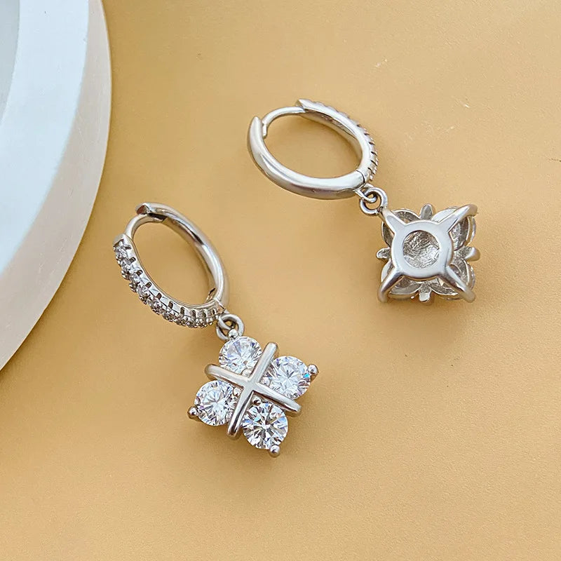 Cross Drop Hoop Earrings