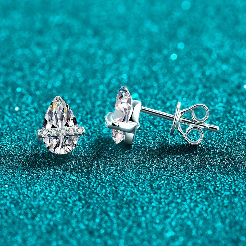 Bar-Detail Teardrop Stud Earrings