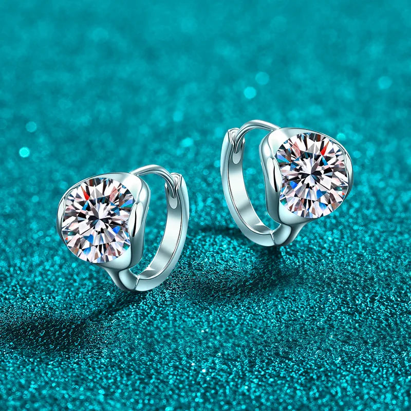 Round Solitaire Hoop Earrings