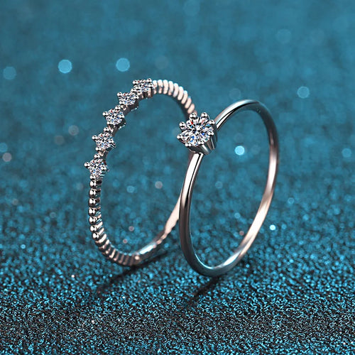 Dainty Floral Zircon Stacking Ring Set