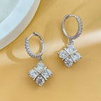 Cross Drop Hoop Earrings