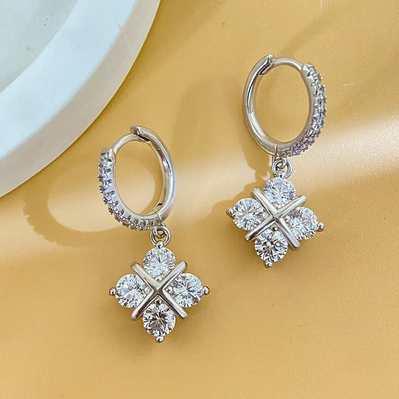 Cross Drop Hoop Earrings