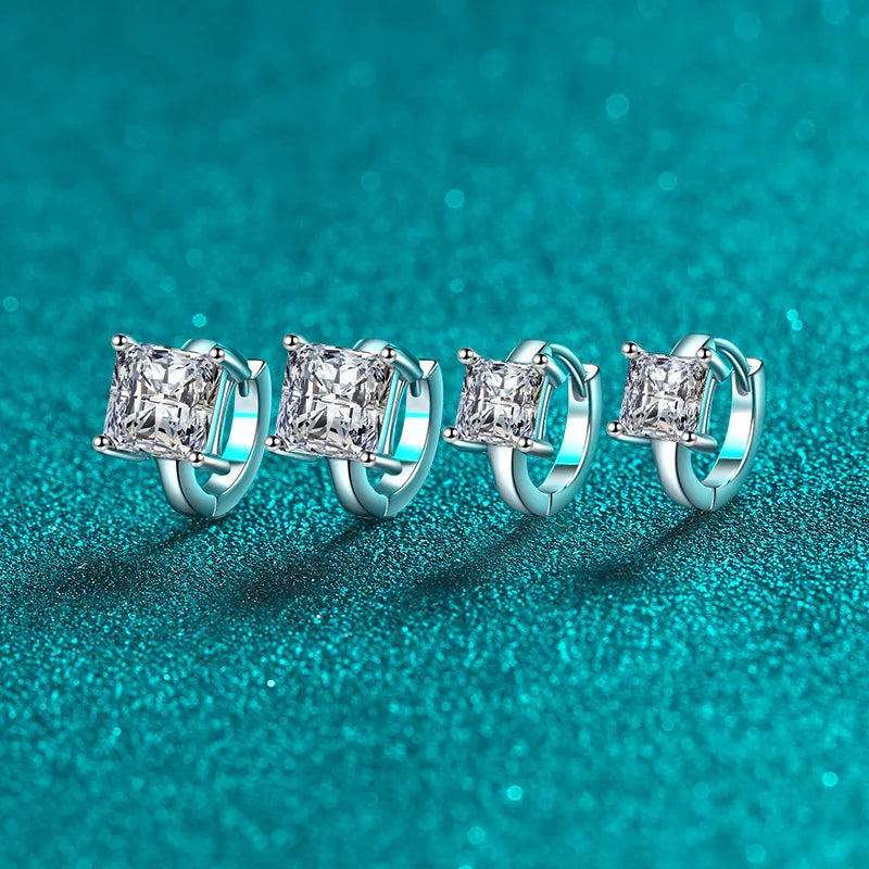 Square Solitaire Hoop Earrings