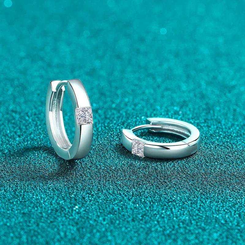 Square-Accent Hoop Earrings