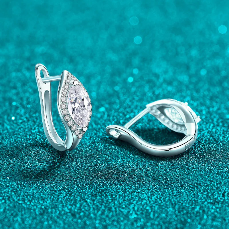 Marquise Halo Hoop Earrings