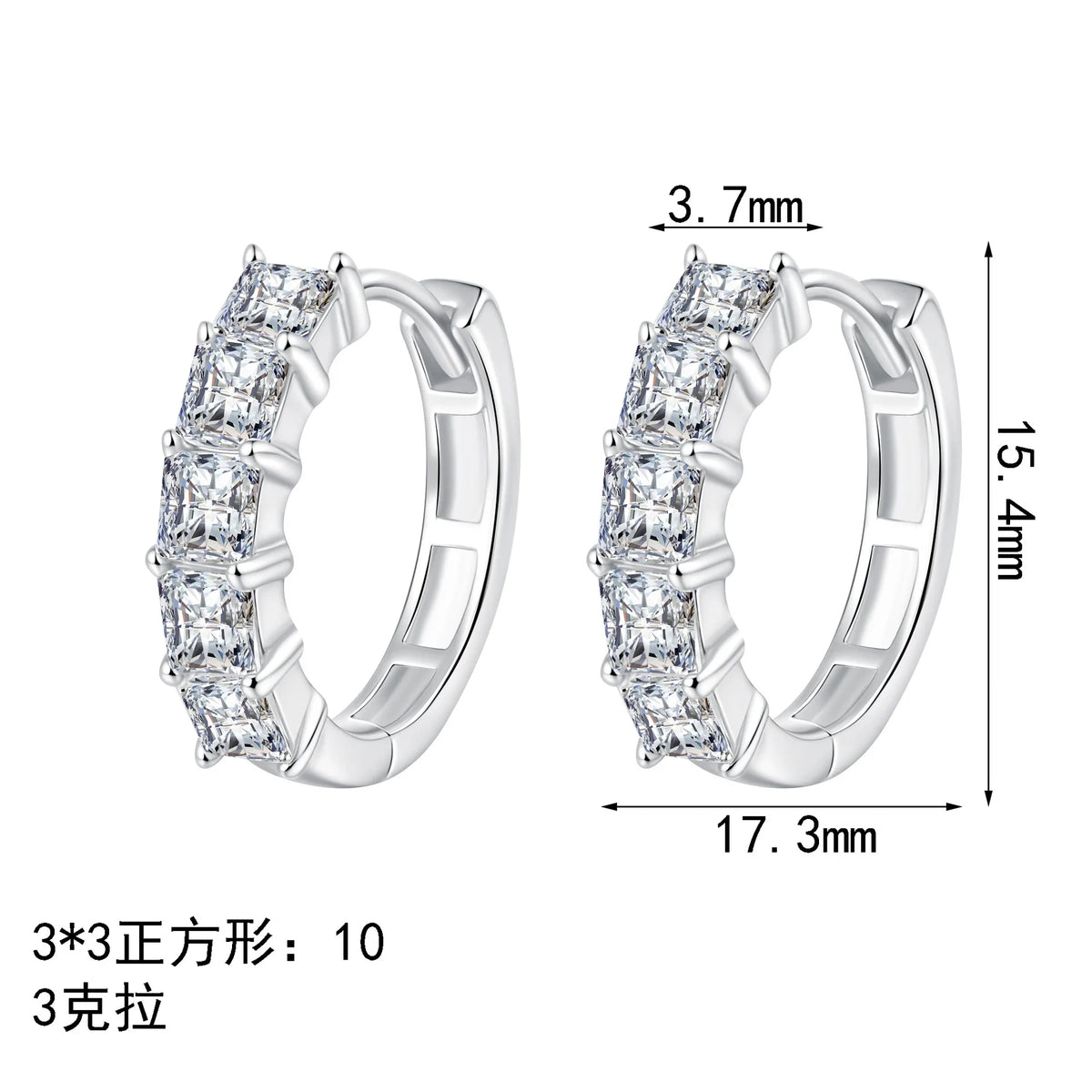 Square Stone Hoop Earrings