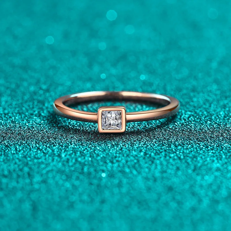 Square-Frame Solitaire Ring