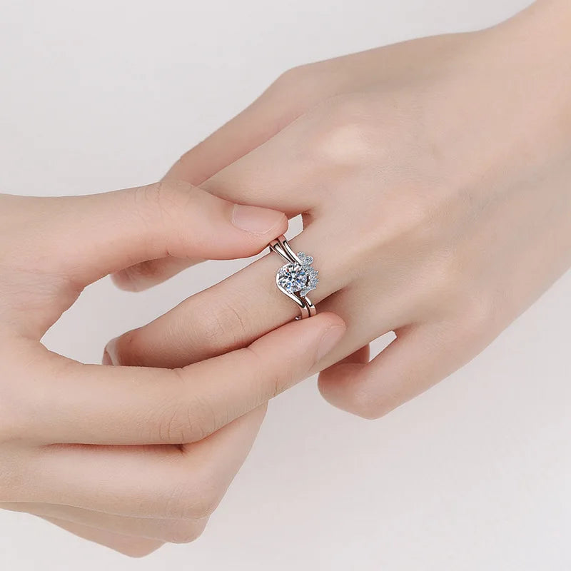 Crown Bloom Solitaire Ring Set