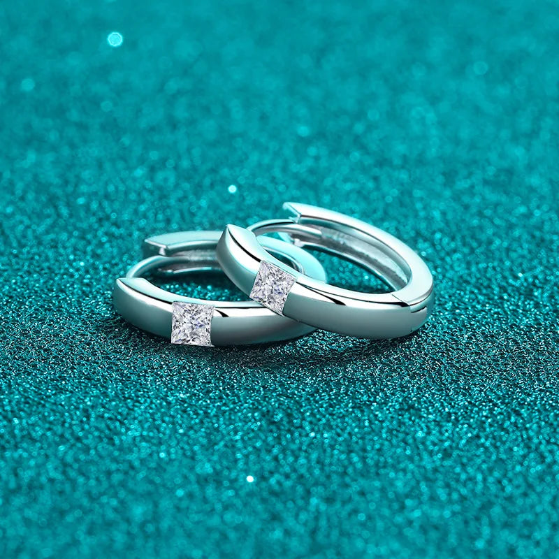 Square-Accent Hoop Earrings