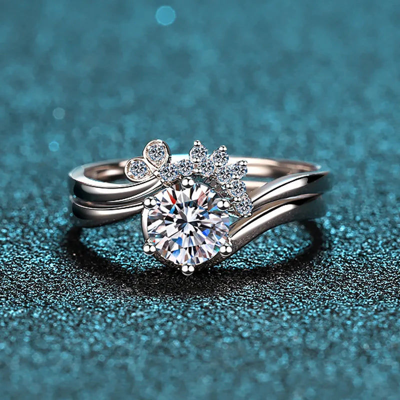 Crown Bloom Solitaire Ring Set