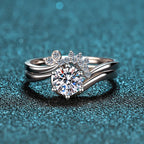 Crown Bloom Solitaire Ring Set