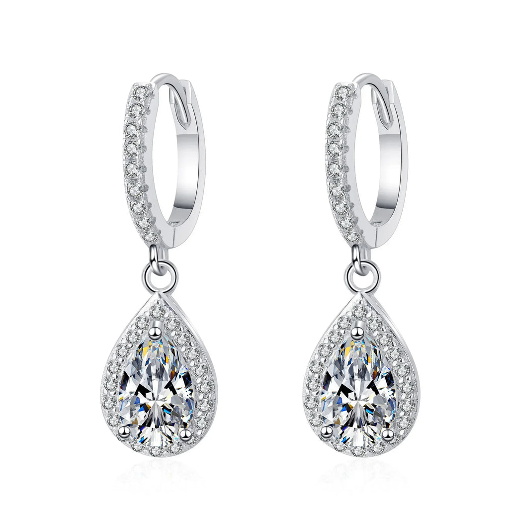 Teardrop Halo Drop Earrings