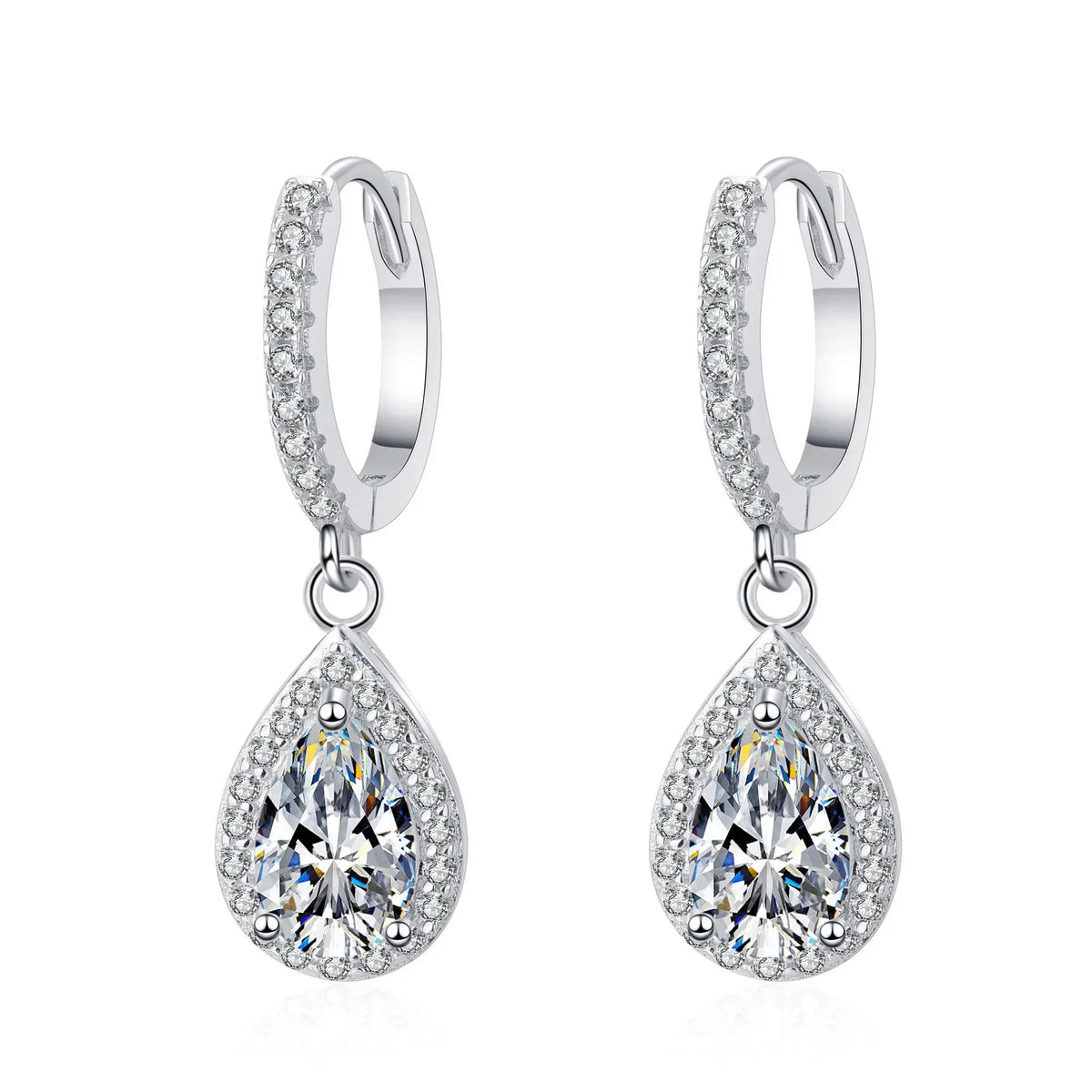 Teardrop Halo Drop Earrings