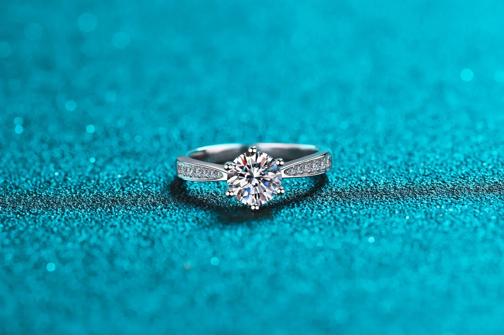 Tapered Pave Solitaire Ring