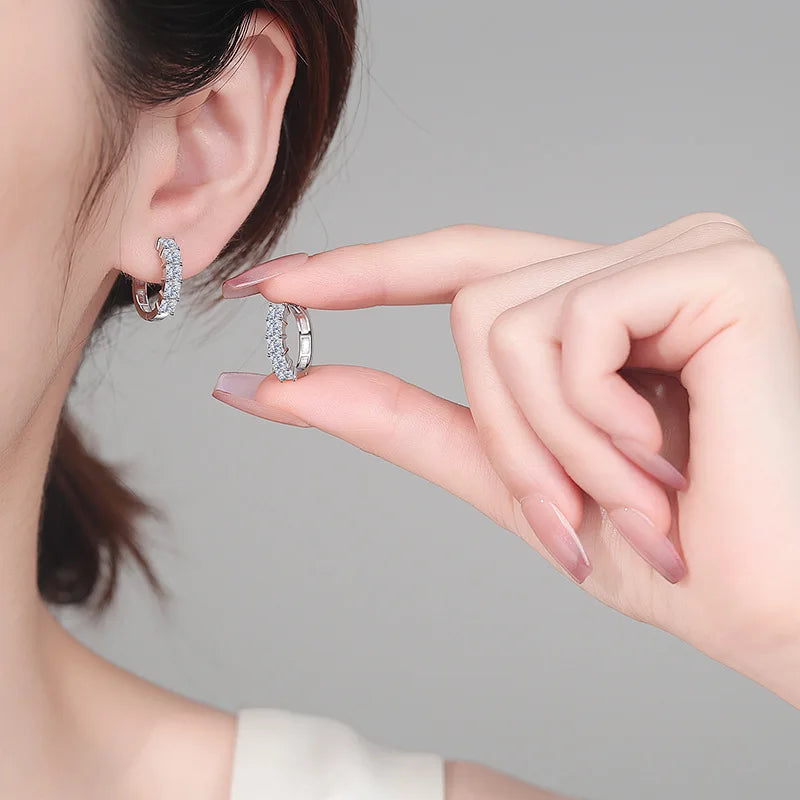 Square Stone Hoop Earrings