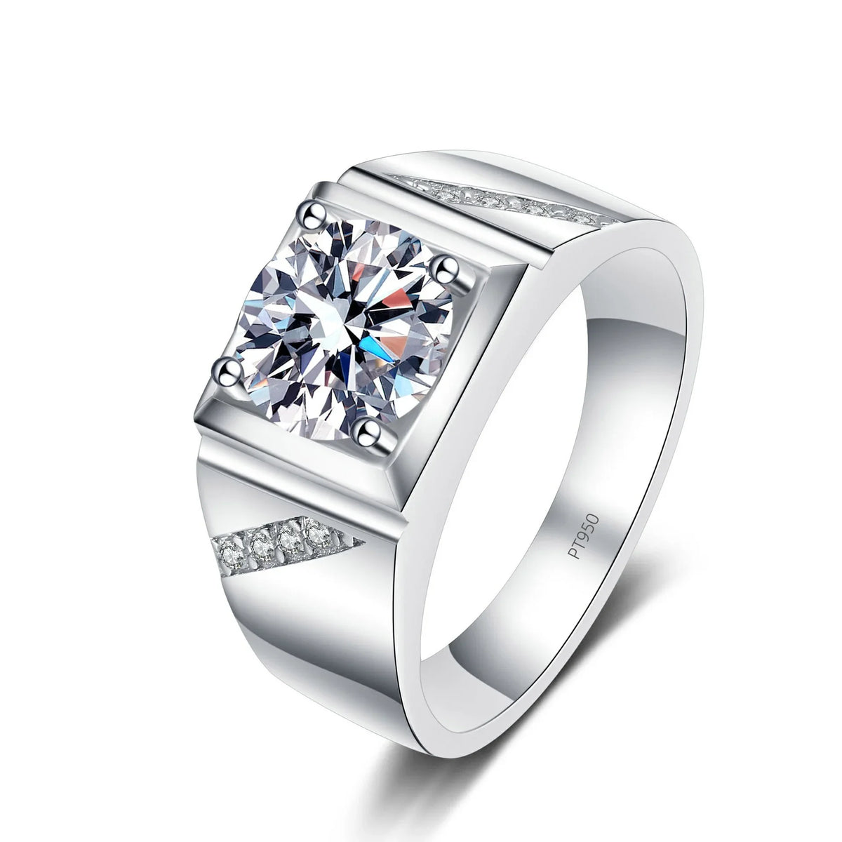 Wide-Band Square-Frame Solitaire Ring