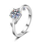 Leaf Detail Solitaire Ring