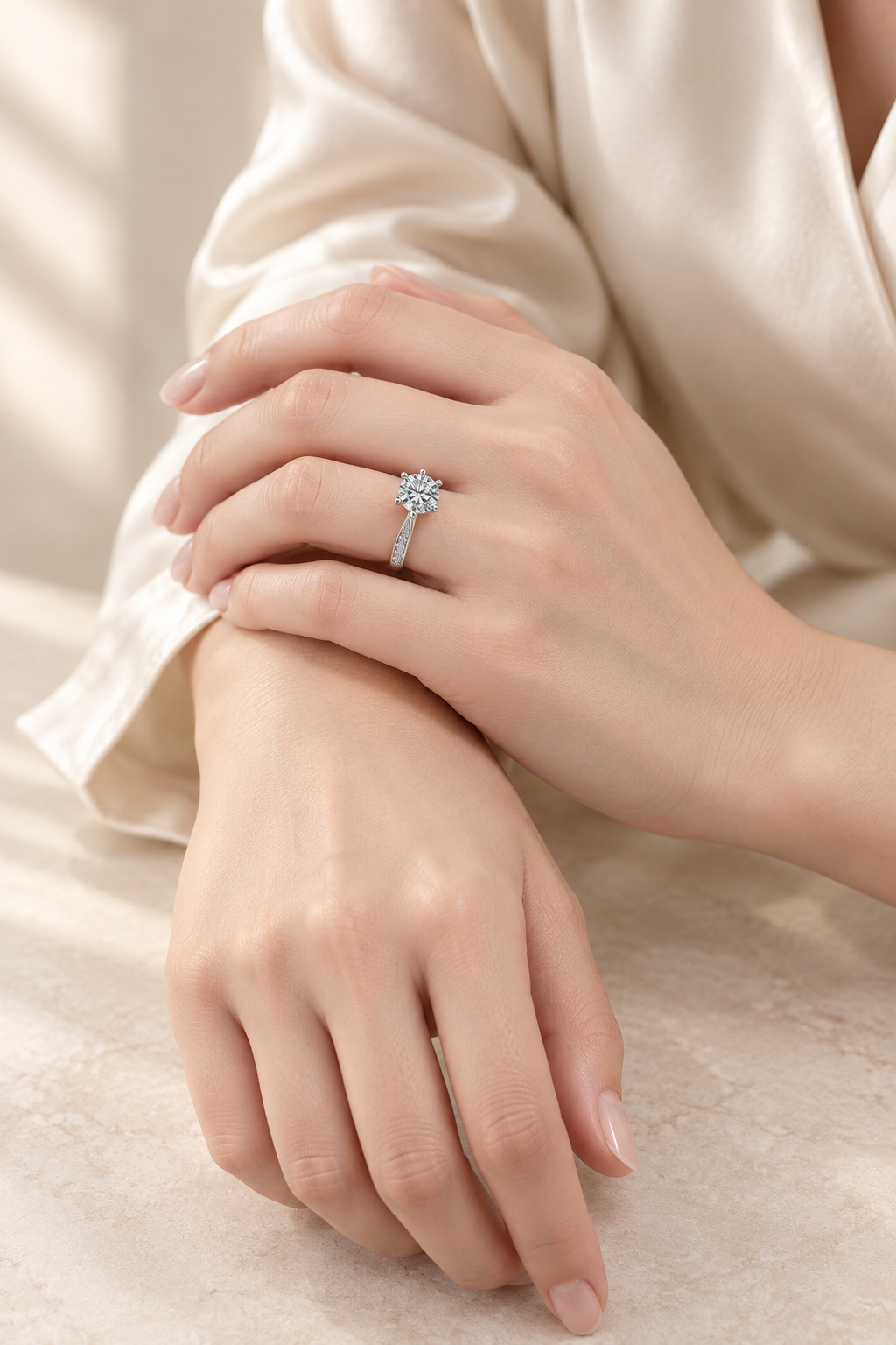 Tapered Pave Solitaire Ring